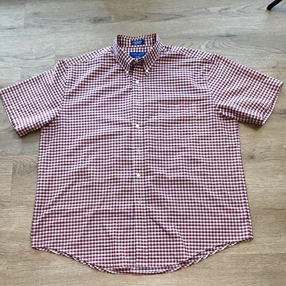 Towncraft Wrinkle Resistant Mens XL Short Sleeve Button-Down Plaid Shirt